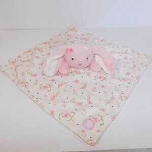Little Me Pink Bunny Rose Floral Security Blanket Plush Baby Lovey Rabbit nunu
